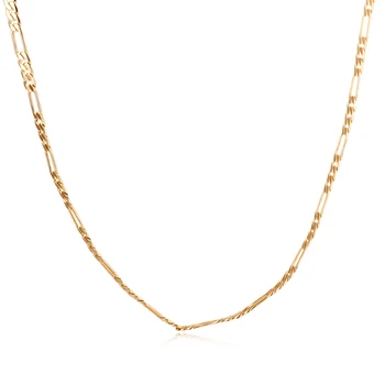 

Yellow or Rose Gold Color Flat 2MM Wide 47cm Long Figaro Chain Necklace Unisex Fashion Collares Jewelry Bijoux for Women Men