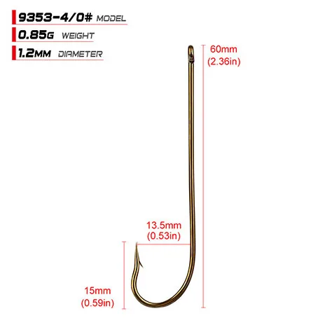 100 шт./лот длинный хвостовик рыболовный крючок FSS9353 - Цвет: 4O
