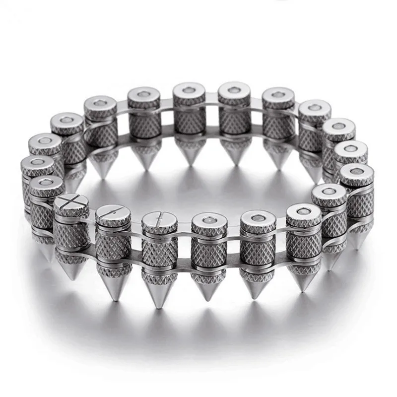 

Punk Rock Male Bracelet Biker Bicycle Cuff Bracelets For Men Motorcycle Link Chain Cool Bangles Stainless Steel Jewelry Gift