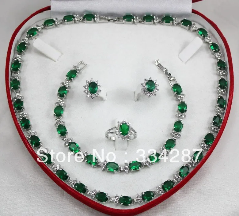 

18GP Fashion Luxury Party / Banquet Natural Green Crystal Jewelry Set