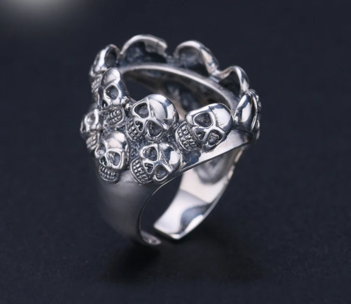 

15.5*20mm 925 STERLING SILVER men's skull Semi Mount Bases Blanks base blank Pad VINTAGE ring ring Setting jewelry DIY A1251
