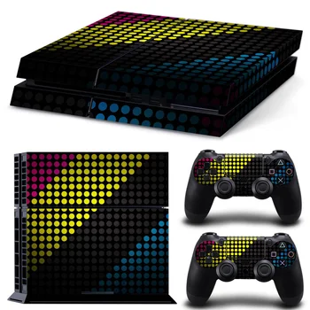 

Pink Black Yellow Blue Stripes Custom Waterproof Decals for Sony PS4 Console + 2PCS Controllers skin #TN-P4-5158