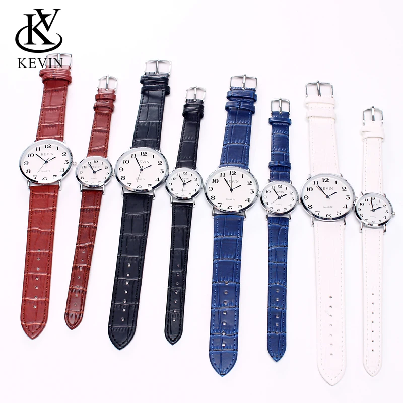 KEVIN KV 2pcs Fashion Leather Couple Watch Men Women Watches Students Gift Simple Quartz Wrist Watch Girls Boys Dropshipping