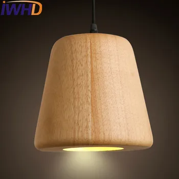

IWHD Nordic Style Wood Pendant Lamp Modern Fashion Bedroom LED Pendant Lights Lamparas de Techo Colgante Moderna Hanglamp