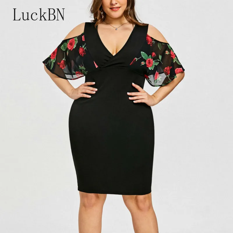 

Plus Large Size Boutique New Sexy Dress Women 2019 Lace Embroidery Lace Stitching Dress V Collar Strapless Loose Beauty Dresses