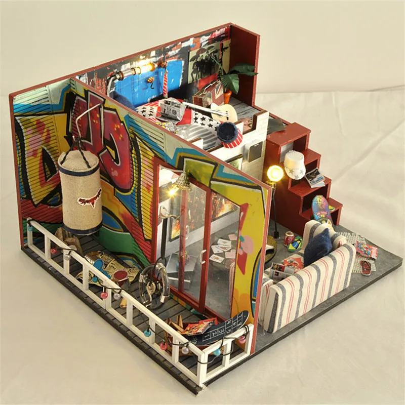 

Cute Families House DIY 3D Wood Puzzles Final Fantasy Miniature Dollhouse Toys for Children Kids Toys Juguetes Brinquedos