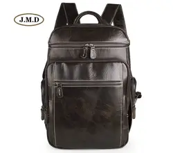 J.M.D высококачественный мужской рюкзак из натуральной кожи, уникальный дизайн, шоколадный, хорошая форма, большой емкости, рюкзак для