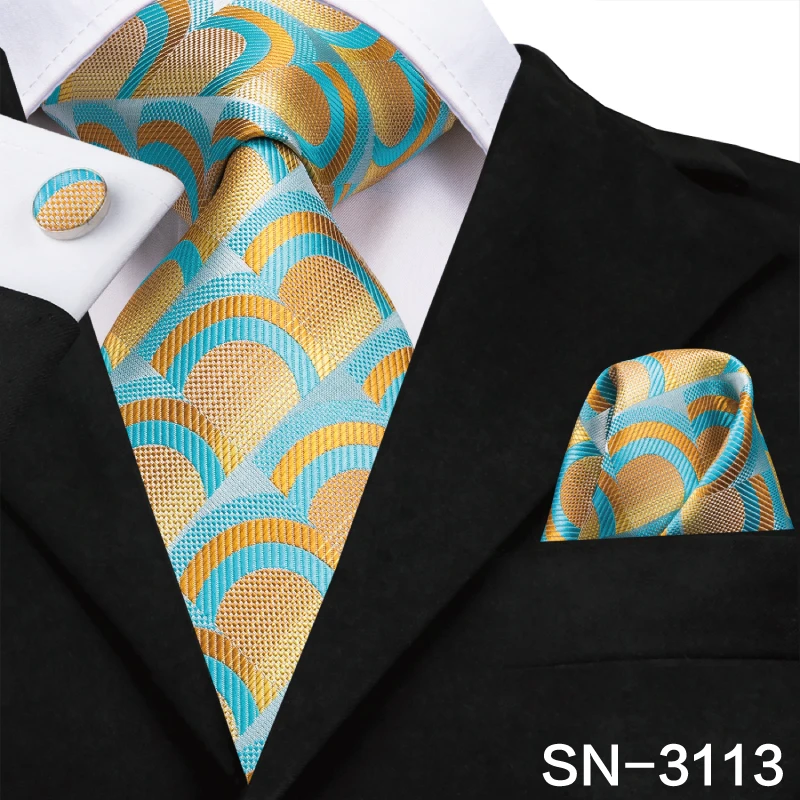 SN-3125 Hi-Tie 8,5 см Шелковый мужской галстук Цветочные Красные голубые галстуки для мужчин Классические Вечерние Свадебный кармашек Квадратные запонки роскошный набор галстуков - Цвет: SN-3113