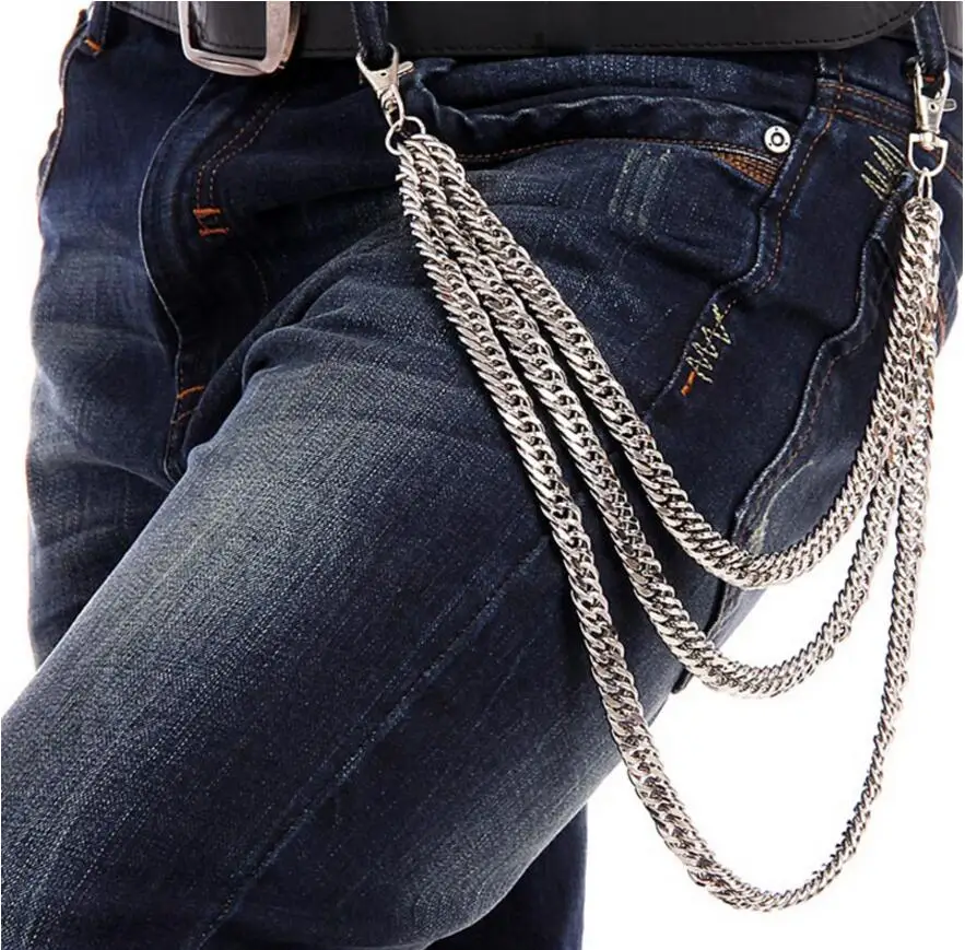 

Silver 550mm 3 Circles Combination Hip Hop Key Chain Motorcyle Jean Gothic Rock DIY Craft Decor Jewelry For Men and Women