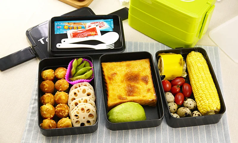 1-3 Layers Lunch Box Microwavable For Kid Adult Plastic Food Container Japanese Style Outdoor Travel Portable Large Bento Boxs  18