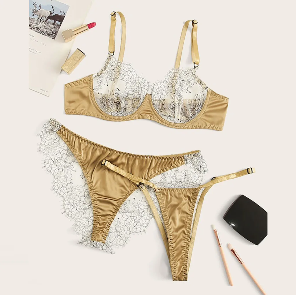 

feitong 2019 sexy lingerie Women Lingerie Corset Lace Underwire Racy Muslin Sleepwear Underwear Tops+Briefs 712 нижнее белье