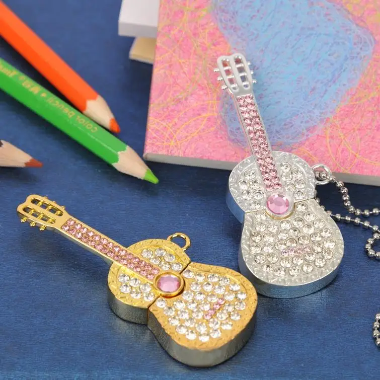 

Real Capacity Jewelry Crystal Guitar USB Flash Drive 1TB 2TB Memory Card Pendrive 64GB 8GB 16GB 32GB USB 3.0 Pen Drive Stick Key