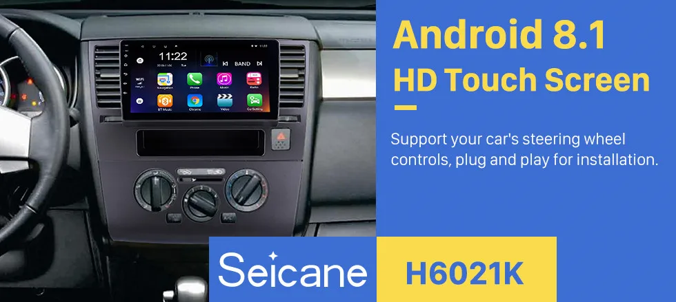 Seicane Android 8,1 для 2005-2010 Nissan Tiida 9 дюймов HD сенсорный экран gps навигация Радио Bluetooth 3g Wifi цифровой ТВ SWC