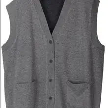 Мужской жилет размера плюс 5XL двусторонний свитер жилет без рукавов с v-образным вырезом боковые карманы кнопки вниз Папа Отец вязание жилет толстый