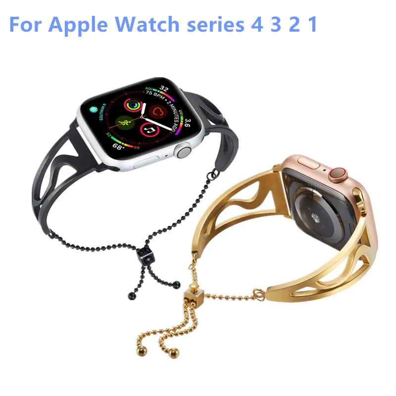 

girl fashion band for Apple Watch 44mm 40mm 42mm 38mm cuff band stainless steel strap for iWatch series 4 3 2 1 bracelet Strap