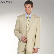 Мужской деловой строгий костюм бежевый Костюмы Под заказ одежда жениха шерсти Кро
