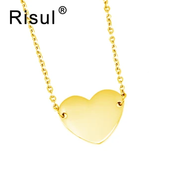 

100% Stainless Steel Heart Pendant Necklace For Women Silver Color/Gold Color Heart Charm Chokers High Polished Wholesale 10pcs