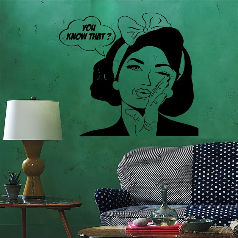 Sexy Girl Woman Teen Wall Stickers Quote You Know What Pop Art Bedroom Decal Waterproof Vinyl Autocollant Mural | Дом и сад