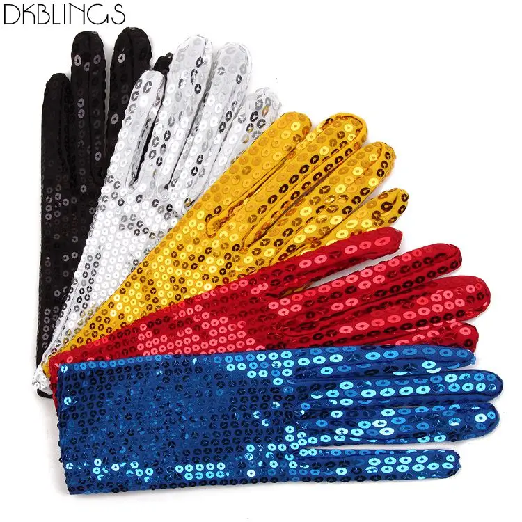 DKBLINGS групповые перчатки для выступлений для детей Разноцветные детские перчатки с блестками перчатки для уличных танцев 17,5x7 см