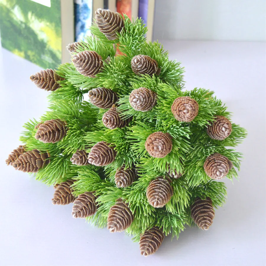 Pl谩stico artificial Pino 7 ramas pi帽ones conos plantas falsas 谩rbol para decoraci贸n de fiesta de Navidad hierba falsa Navidad decoraci贸n del hogar Pl谩stico artificial Pino 7 ramas pi帽ones conos plantas falsas 谩rbol para decoraci贸n de fiesta de Navidad hierba falsa Navidad decoraci贸n del hogar