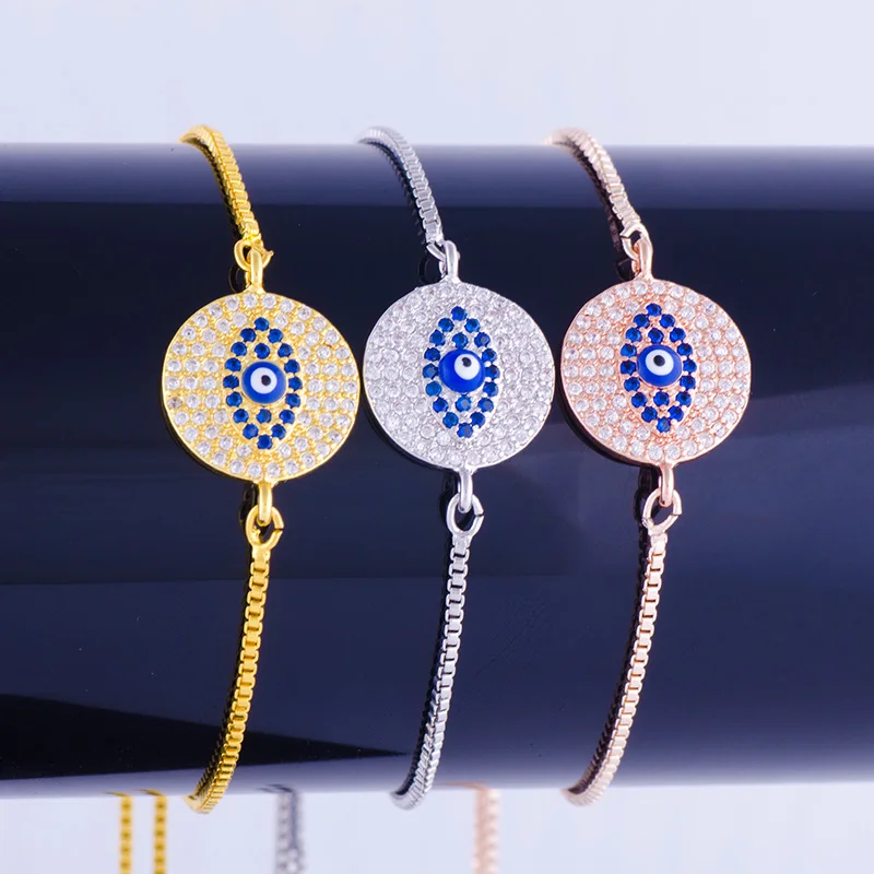 Hot Selling Jewelry Shining Zircon Evil Eye Bracelets Bangles Handmade