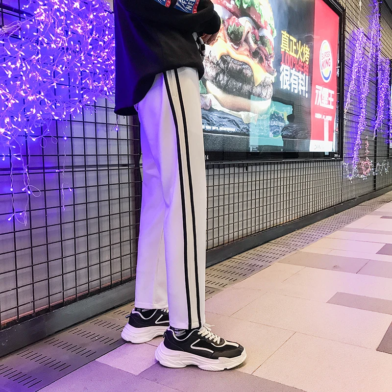 Fashion Casual Men's Sweatpants Spring And Autumn New M-XL Webbing Loose Nine Pants Three Colors Personality Youth Popular