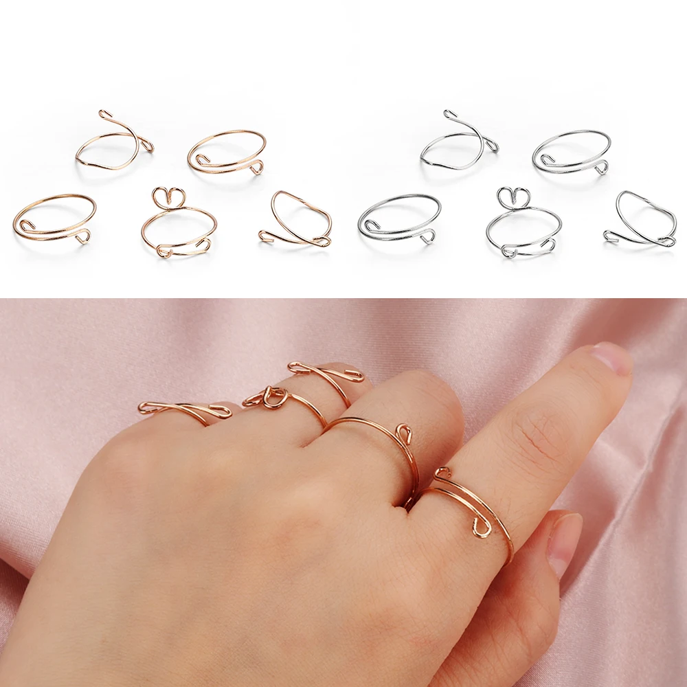 

New 5PCs/Set Curve Ring Set Metal Curve Geometric Gold Silver Alloy Rings Women Fashion Unique Punk Gift Party Jewelry