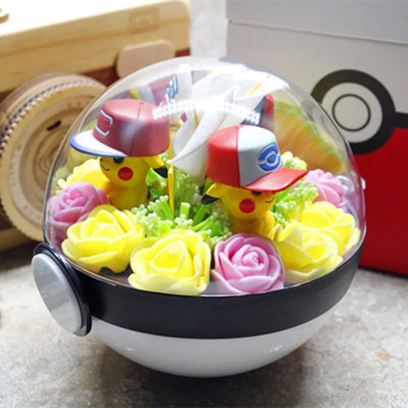 

Cut Cartoon Pocket Monster LED pokeball DIY Set Mini pikachu Acction Figure Model Toys Birthday Christmas Gift For Children