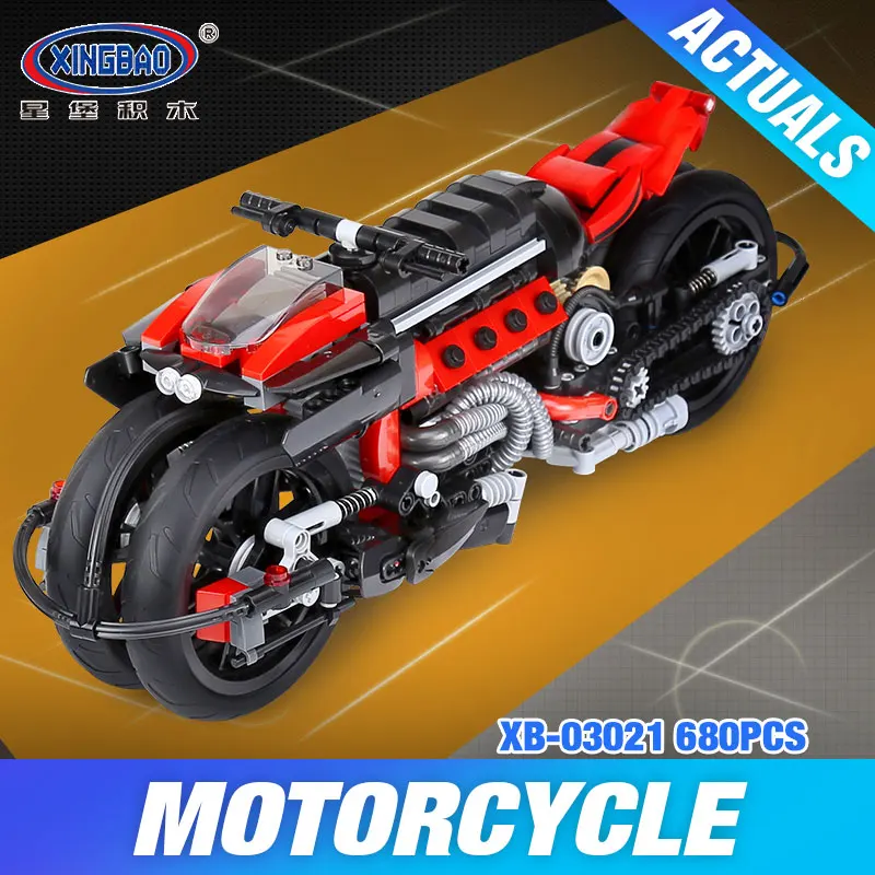 

Xingbao 03021 680Pcs Technic Series The Off-road Motorcycle Set Building Blocks Bricks Educational Children DIY Toys Model Gift