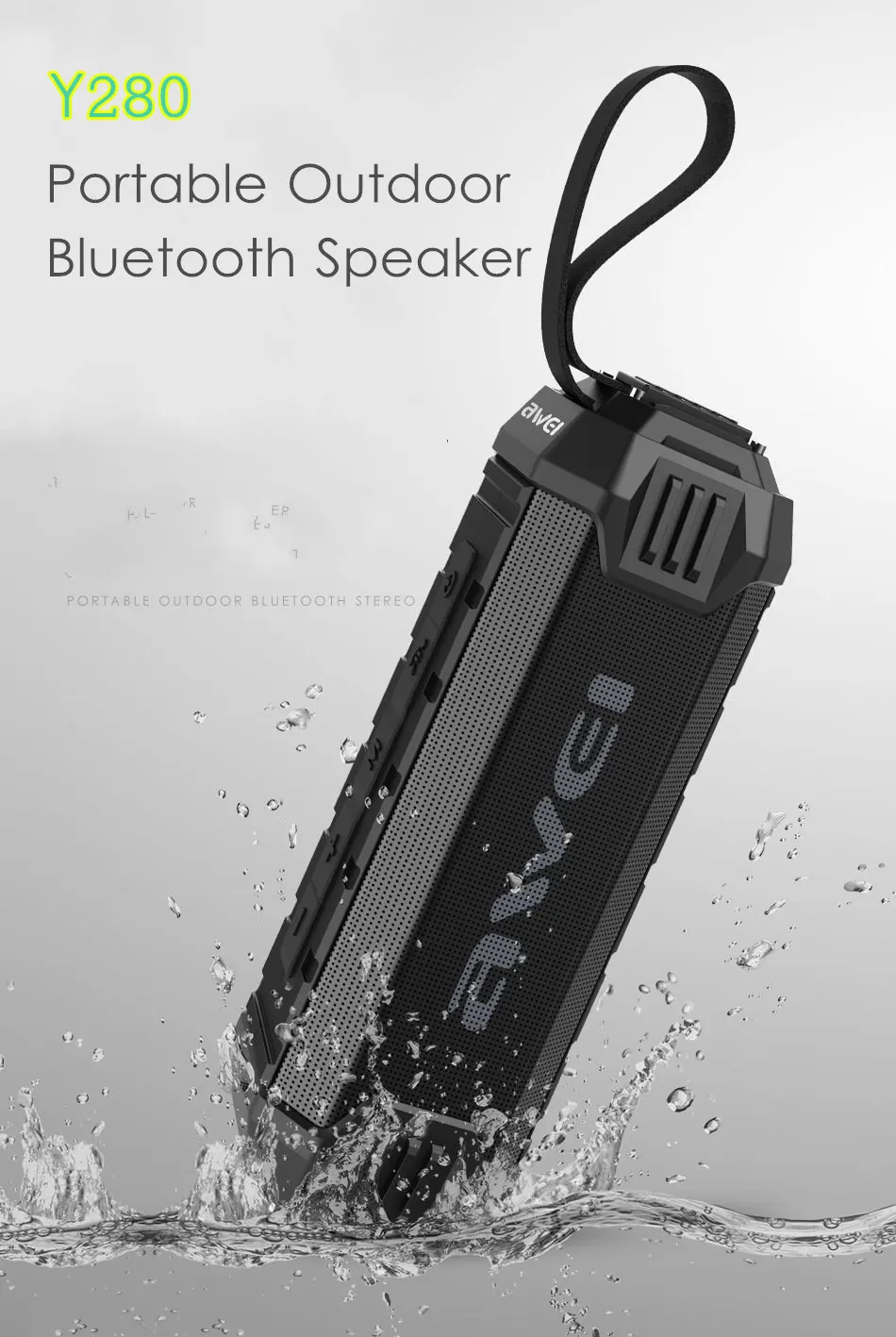 Awei Y280 4000 мАч Внешний аккумулятор NFC Беспроводной Bluetooth 4,2 динамик бас fm-радио водонепроницаемый открытый динамик без рук