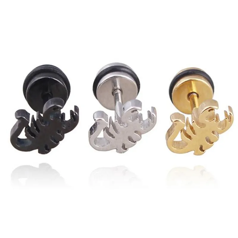 1Piece Stainless Steel Punk Anime Scorpion Stud Earrings Men Not Allergy Fashion Jewelry Gifts ...