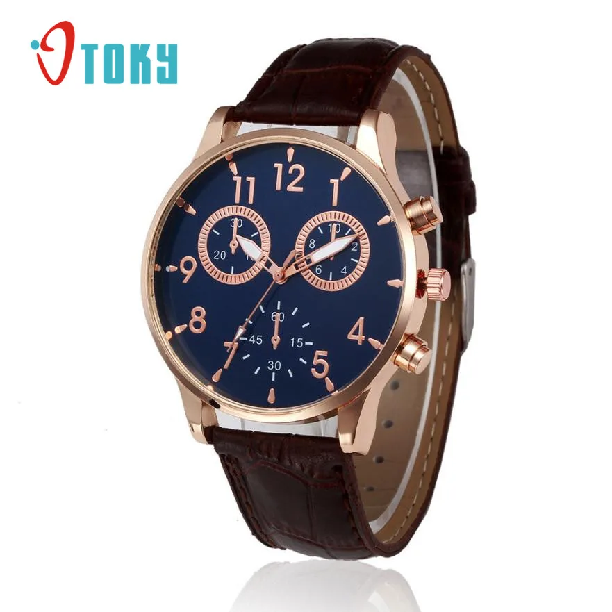 

HOT 2019 Watches Mens Retro Design Leather Wristwatch Alloy Quartz Wrist Watch reloj hombre USPS