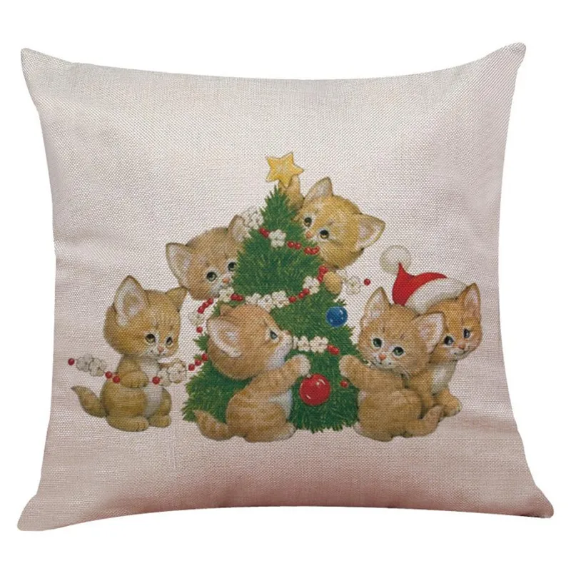 New Christmas Cotton Linen Pillow Case Sofa Cushion Cover Home Decor01