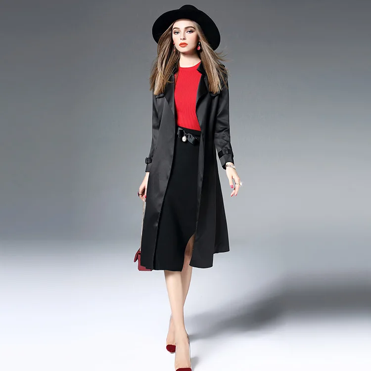En Qgl 2019 Européen Femmes Black Porter De Manches Longue Longues Sac Et Lâche Cravate Américain À Tranchée Vêtements Kelly Nouvelle green v05rqv