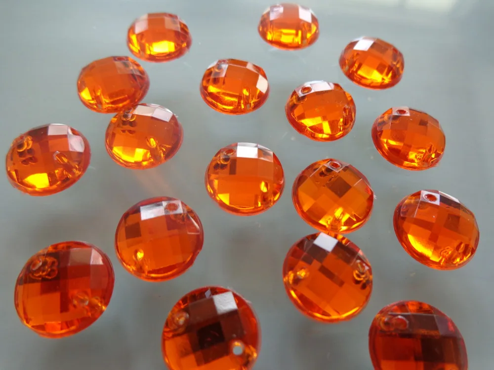 

400pcs Round Sew on Rhinestone deep orange colour Acryl crystal 10mm flatback strass Diamond Gemstone