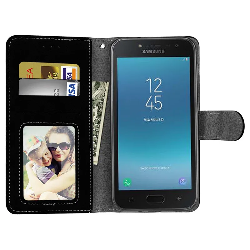 Для samsung Galaxy J4 2018 чехол Чехол бумажник из искусственной кожи с откидной крышкой