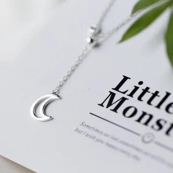 

10mm REAL. 925 Sterling Silver Jewelry Open Hollow Moon &Round Ball Stone CZ Lariat Y Necklace Slide Pendants GTLX1347