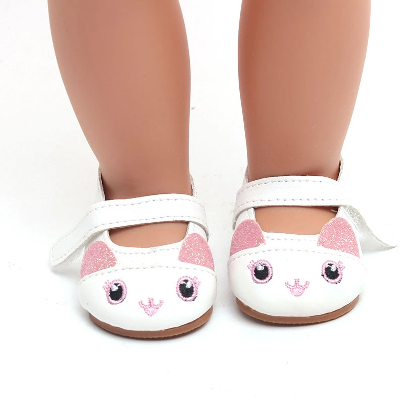 7 см мини кукольная обувь мультяшная обувь для кошек 43 см игрушка новорожденная кукла и 45 см американские кукольные аксессуары детские игрушки куклы - Цвет: Белый