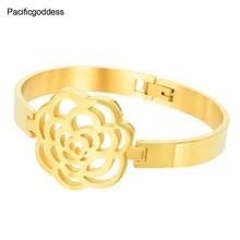 Большой цветок браслет и браслеты из нержавеющей стали браслет ювелирные изделия для девочки в подарок