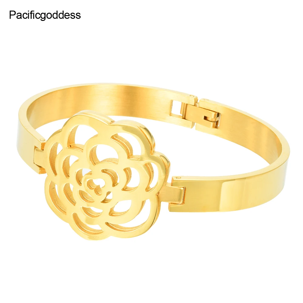 

big flower Bracelet&Bangles stainless steel bangle Jewelry for girl as gift