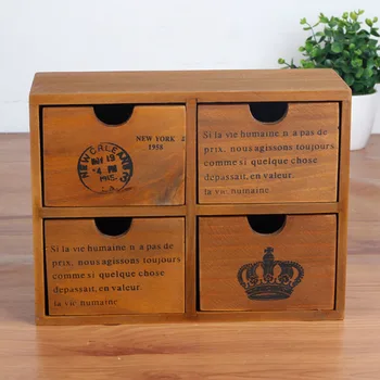 

Vintage Storage Shelf Retro Wooden Cabinet Storage Boxes with Drawers Ornaments Makeup Storage Box Old Furniture Desktop Crafts