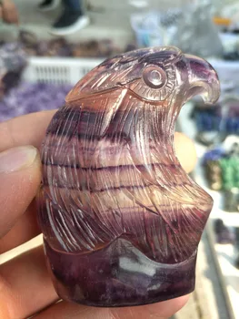 

7.5cm Natural fluorite hand-carved eagle, Christmas gift exquisite home decoration