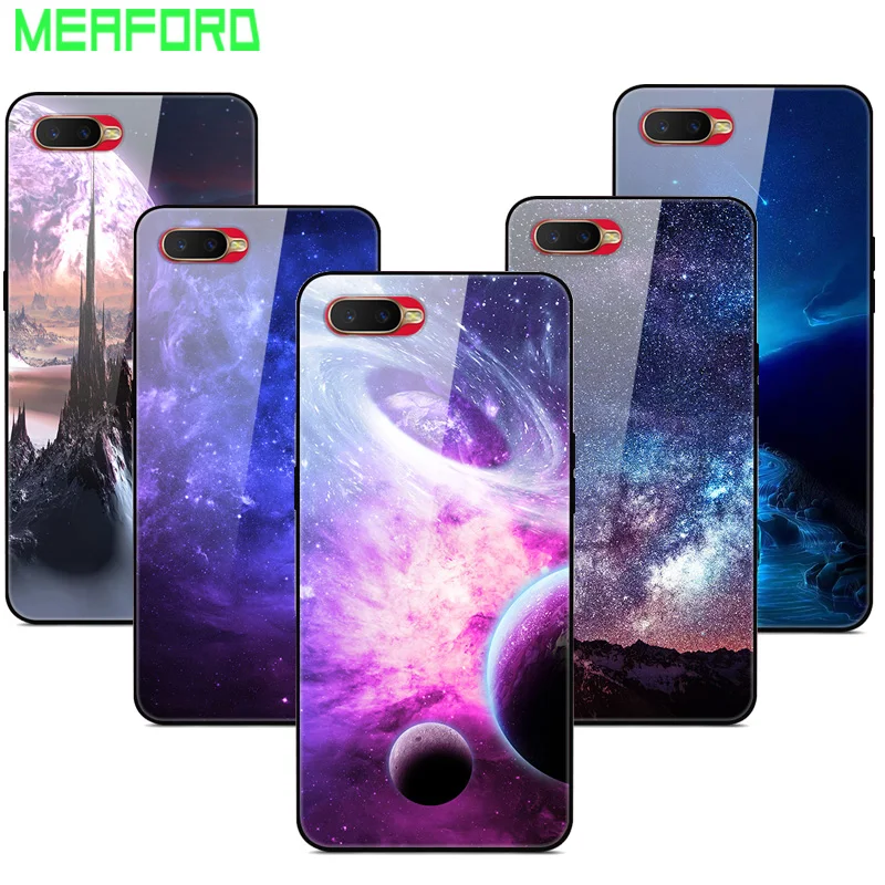 

For OPPO RX17 Neo Case Tempered Glass Planet Space Cover Glass Back Case for OPPO RX17 Neo CPH1893 RX 17 Neo RX17Neo Phone Cover