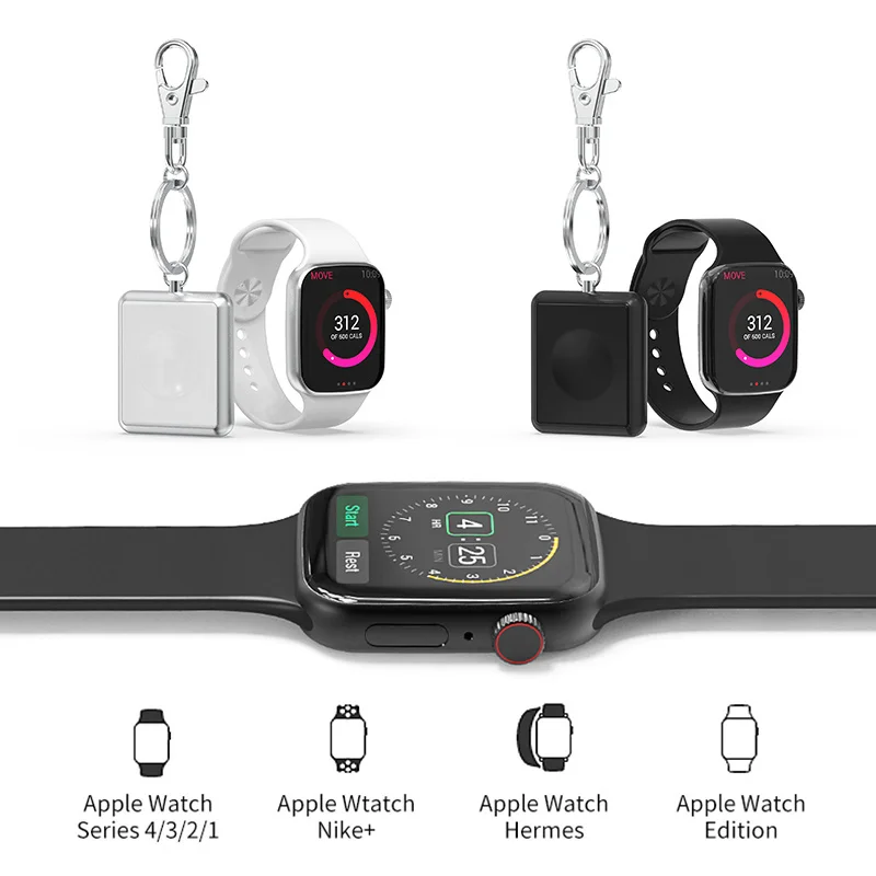 Мини беспроводное зарядное устройство с кабелем для Apple Watch 1 2 3 4 Металл +