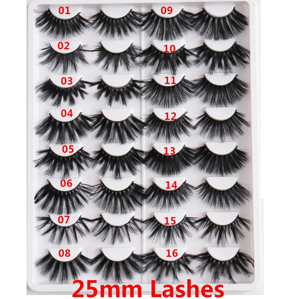 

1 Pair 25mm Lash 5D Faux Mink Hair False Eyelashes Long Wispy Thick Lashes Dramatic Eye Makeup Handmade Extension Tool