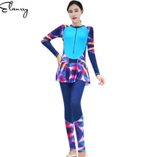 Женский купальный костюм с длинными рукавами с принтом для серфинга купальные костюмы сексуальные цельные юбки спортивный купальник Женская пляжная одежда Рашгард