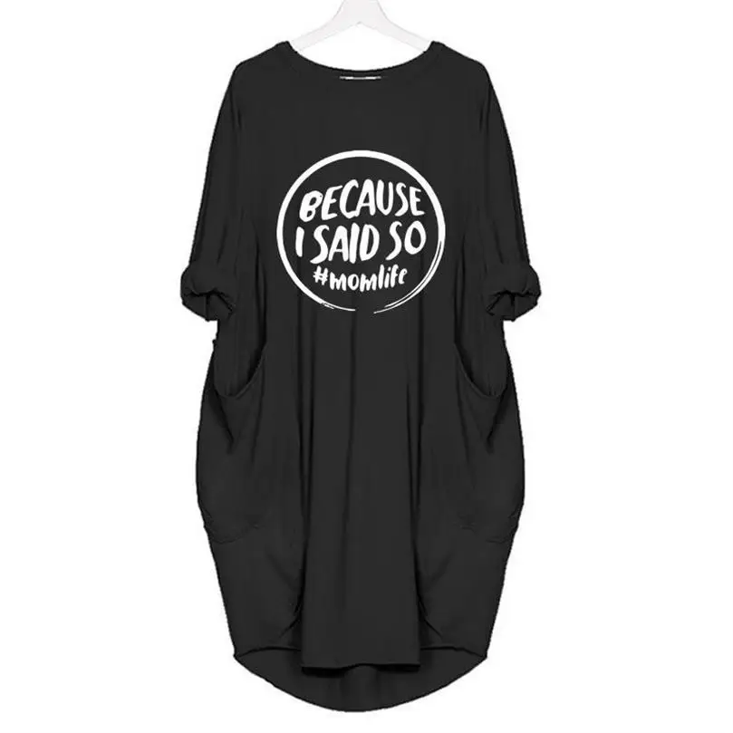 Модная женская футболка с карманом и буквенным принтом потому, что я Саид So Momlife, женская футболка, Женский Топ, женская уличная одежда Tumblr