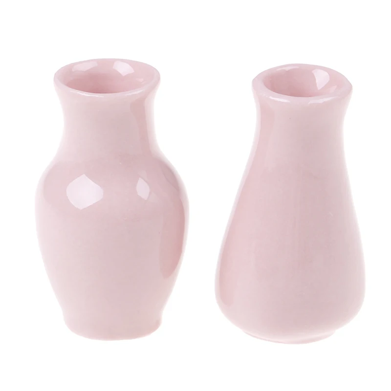 

1 Set(2pcs) Dollhouse Miniatures 1:12 Mini Ceramic Pot DIY Handmade Doll House Kitchen Ceramic Ornament Decora vase