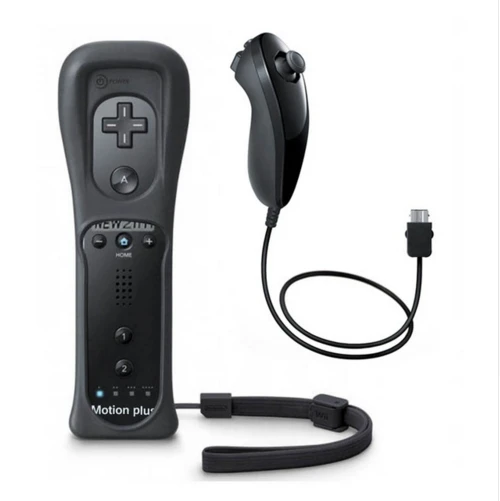 Black 2 в 1 беспроводной пульт дистанционного управления для nintendo для wii контроллер Nunchuk Встроенный Motion Plus с силиконовым чехлом контроллер подарок - Цвет: Black