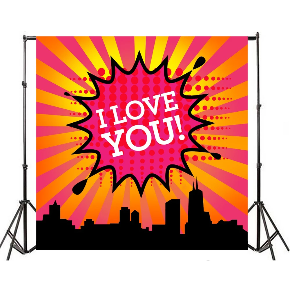 Laeacco Comic City Love Beam Photography Backgrounds Thin Vinyl Digital Customized Photographic Backdrops Props For Photo Studio Laeacco Comic City Love Beam Photography Backgrounds Thin Vinyl Digital Customized Photographic Backdrops Props For Photo Studio
